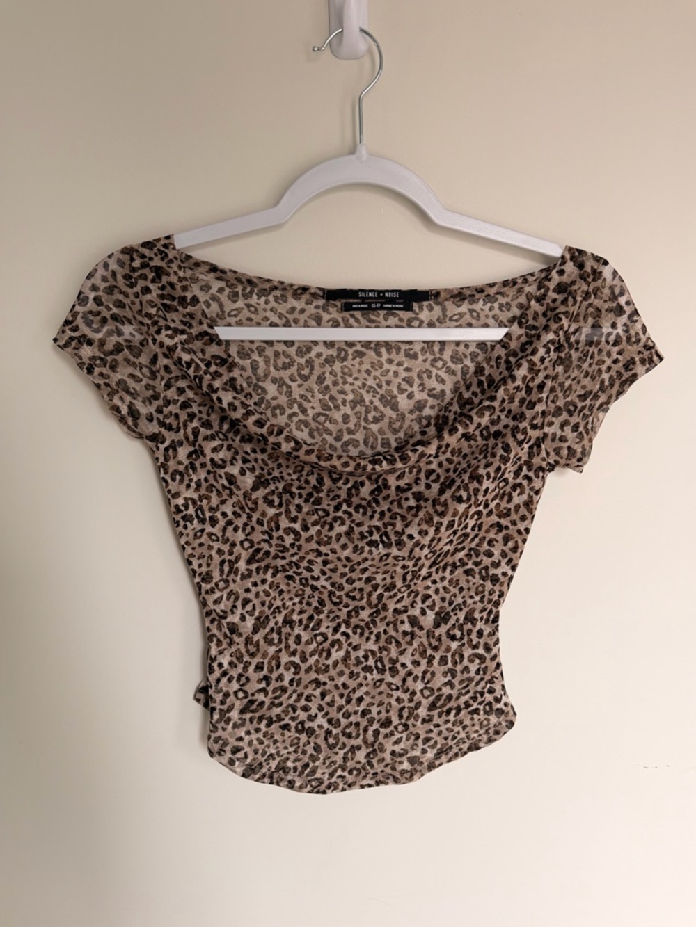 Urban Outfitters Leopard Print Scoop Neck Crop Top - Beige, Brown